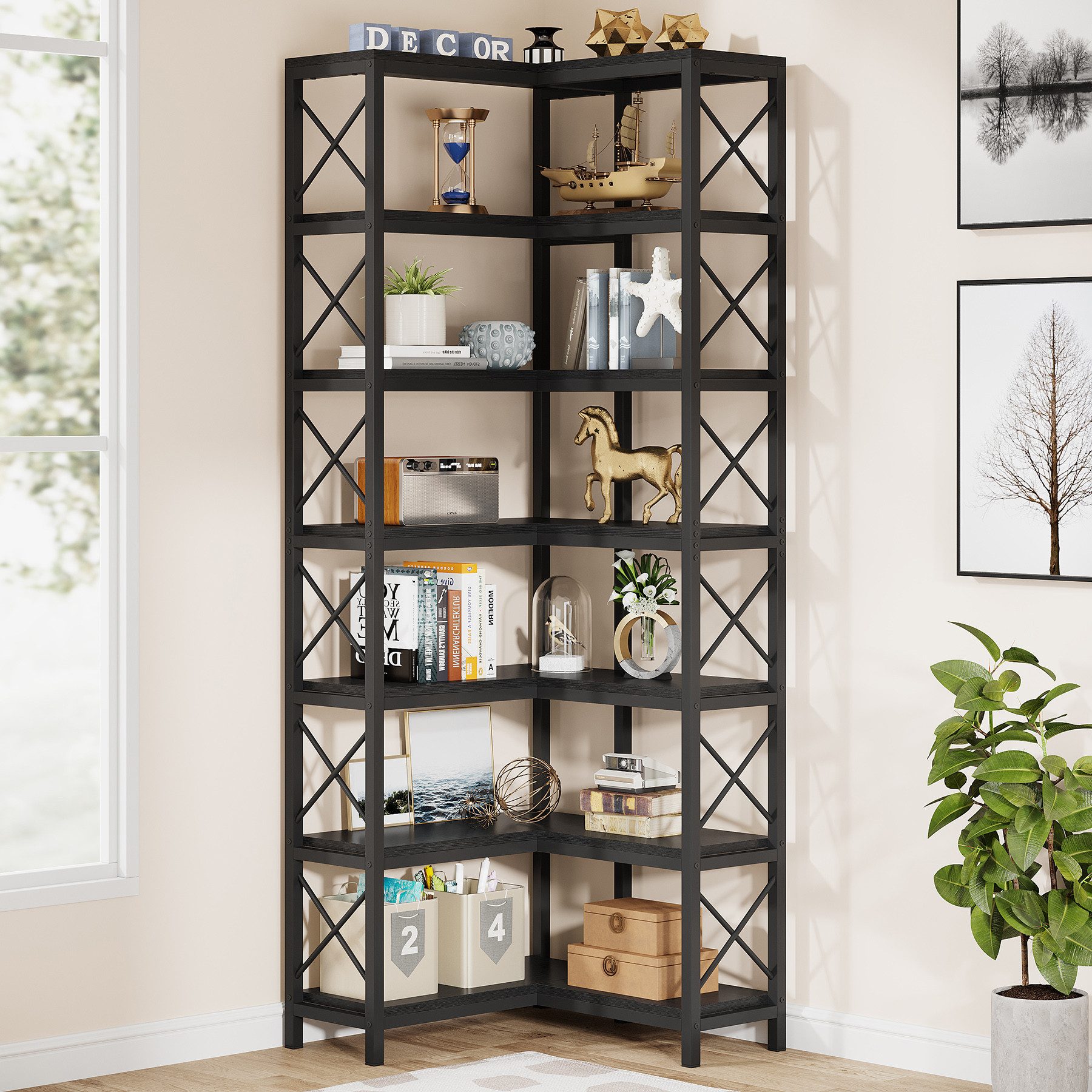 Tribesigns Bücherregal Eckregal, 60 x 60 günstig online kaufen