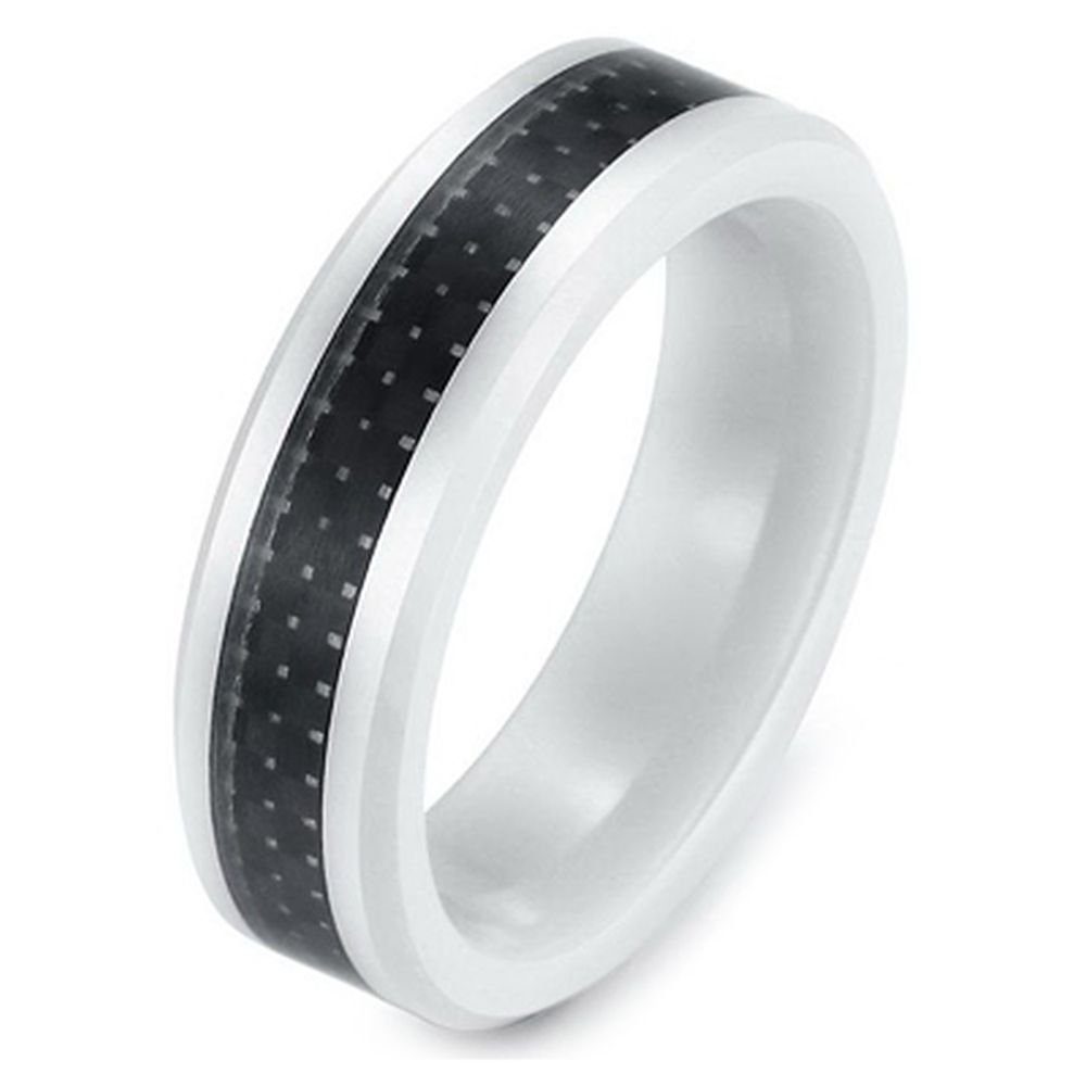 Vivance Partnerring Carbon Ceramic Ring mit "WHITE", Carbon
