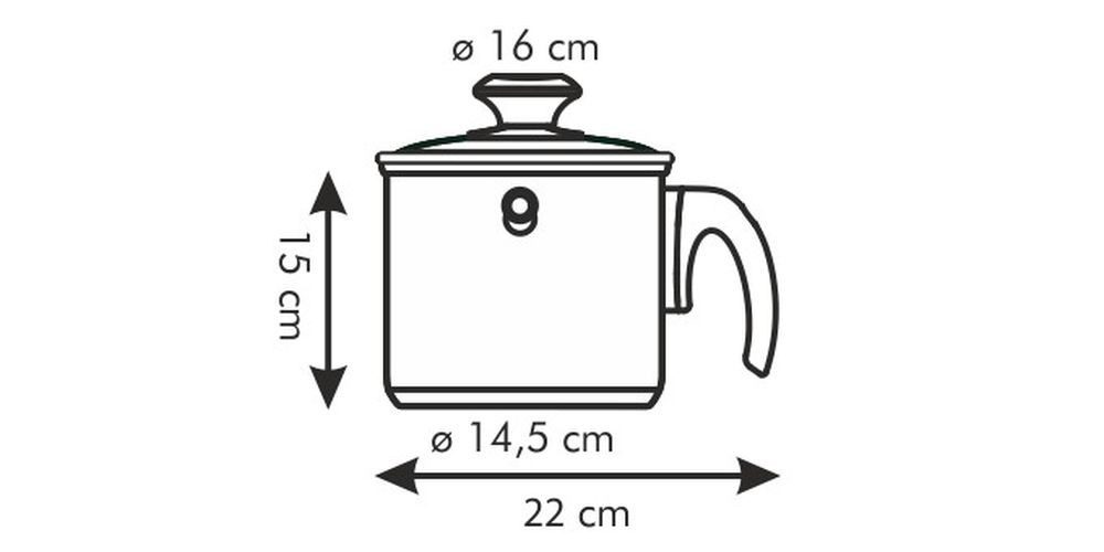 Tescoma Milchtopf Doppelwandiger Milchtopf PRESTO mit Deckel ø 16 cm, 2.0 l, Edelstahl, Für sämtliche Herdarten geeignet