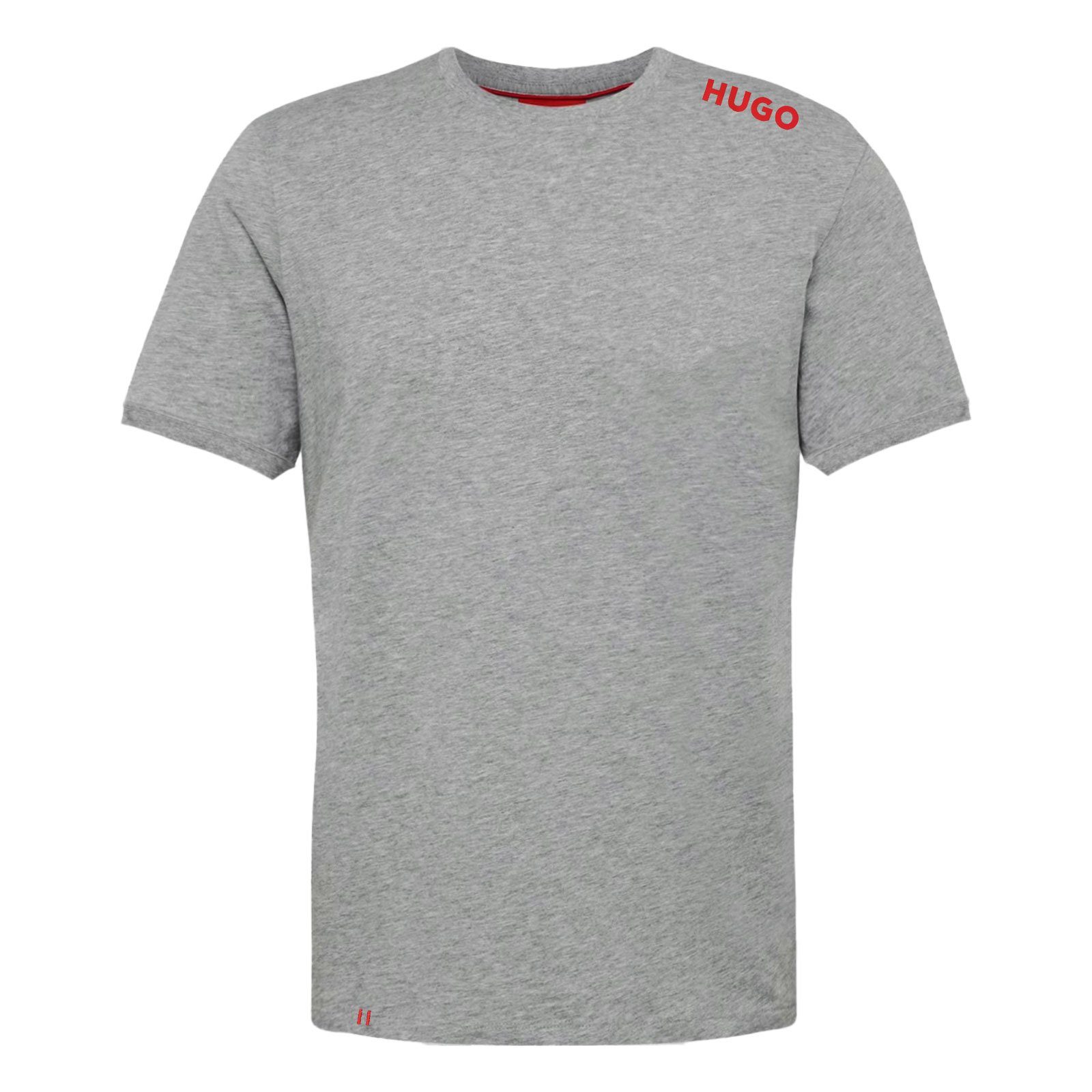 HUGO T-Shirt Labelled grey der Logo-Druck Schulter 035 mit T-Shirt auf