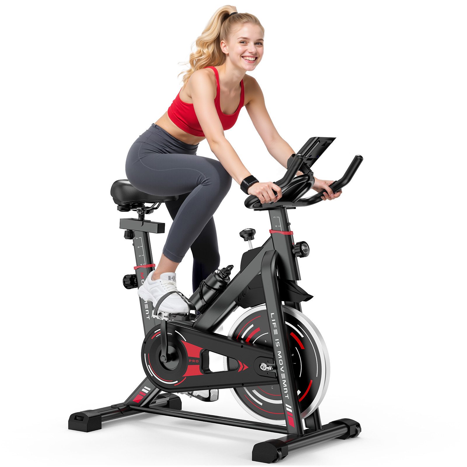 Gywowken Heimtrainer Fahrrad für Zuhause - Indoor-Cycling-Fahrrad (LCD Display - bequemem Sitz - für Heimtraining im Fitnessstudio), mit Leises Schwungrad 10 kg - mit Einstellbarem Widerstand