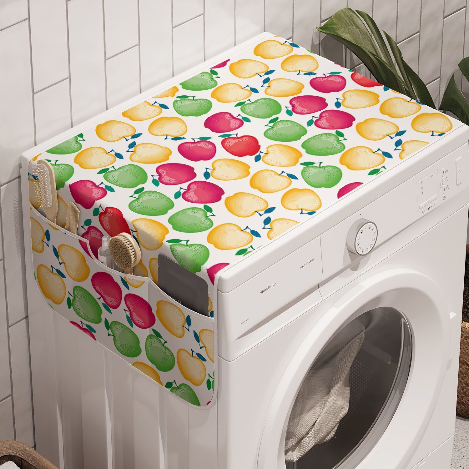 Waschmaschine Sommer-Äpfel für Früchte Bunter und Badorganizer Trockner, Abakuhaus Kunst Anti-Rutsch-Stoffabdeckung