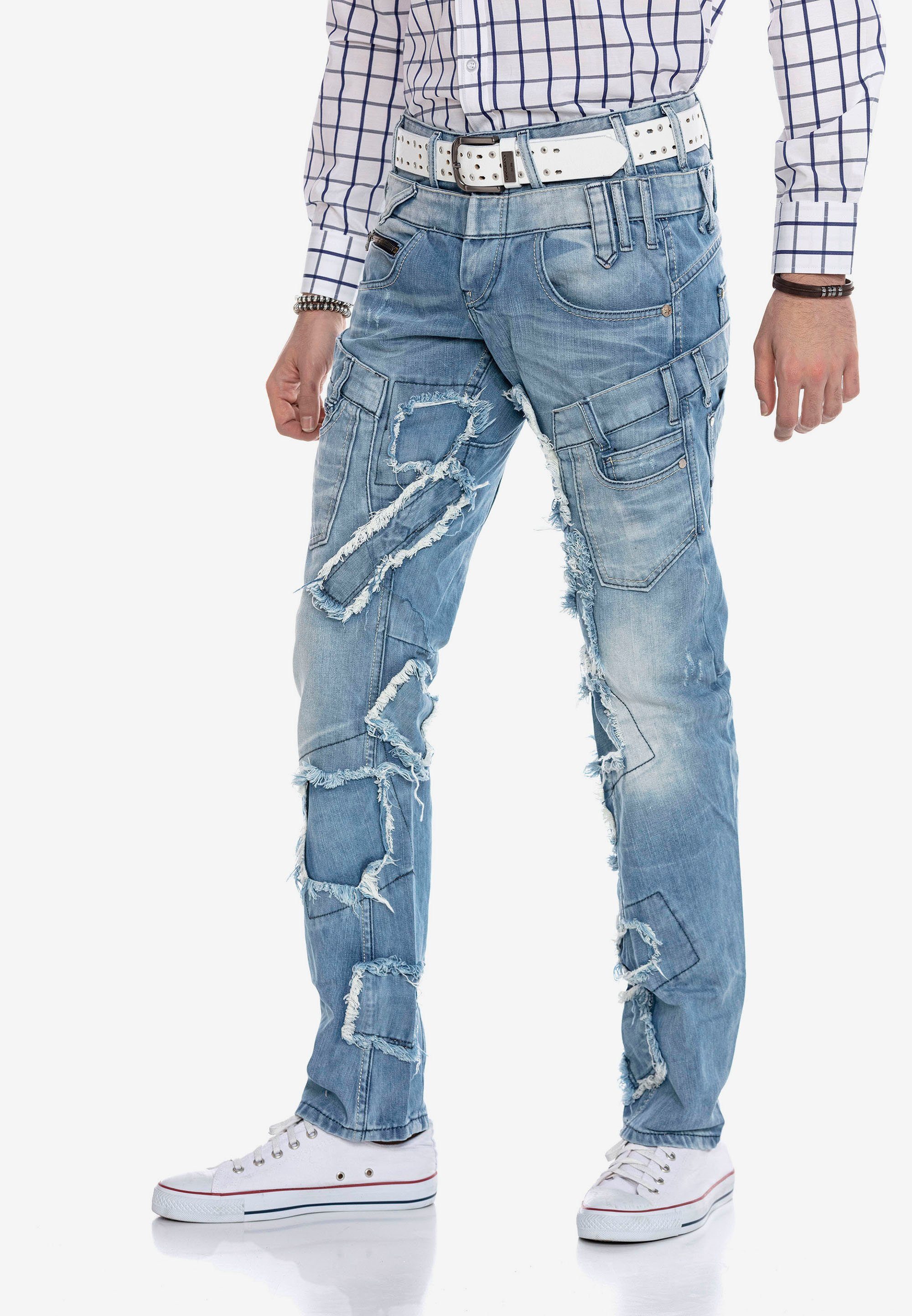 Cipo & Baxx trendigen Patchwork-Design Jeans Bequeme im