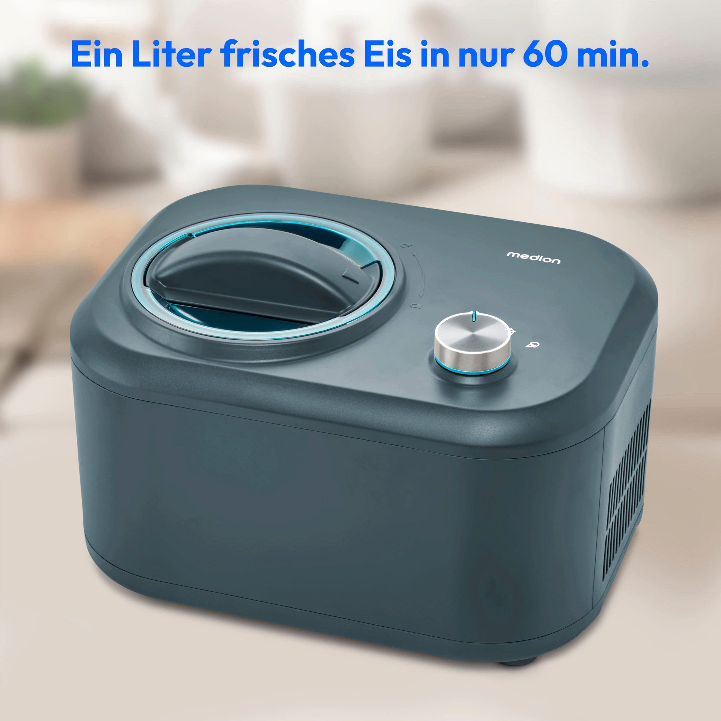Medion® Eismaschine Eismaschine MD 10169, Kapazität für 1L Eis, 100W, Zubereitungszeit max.60min