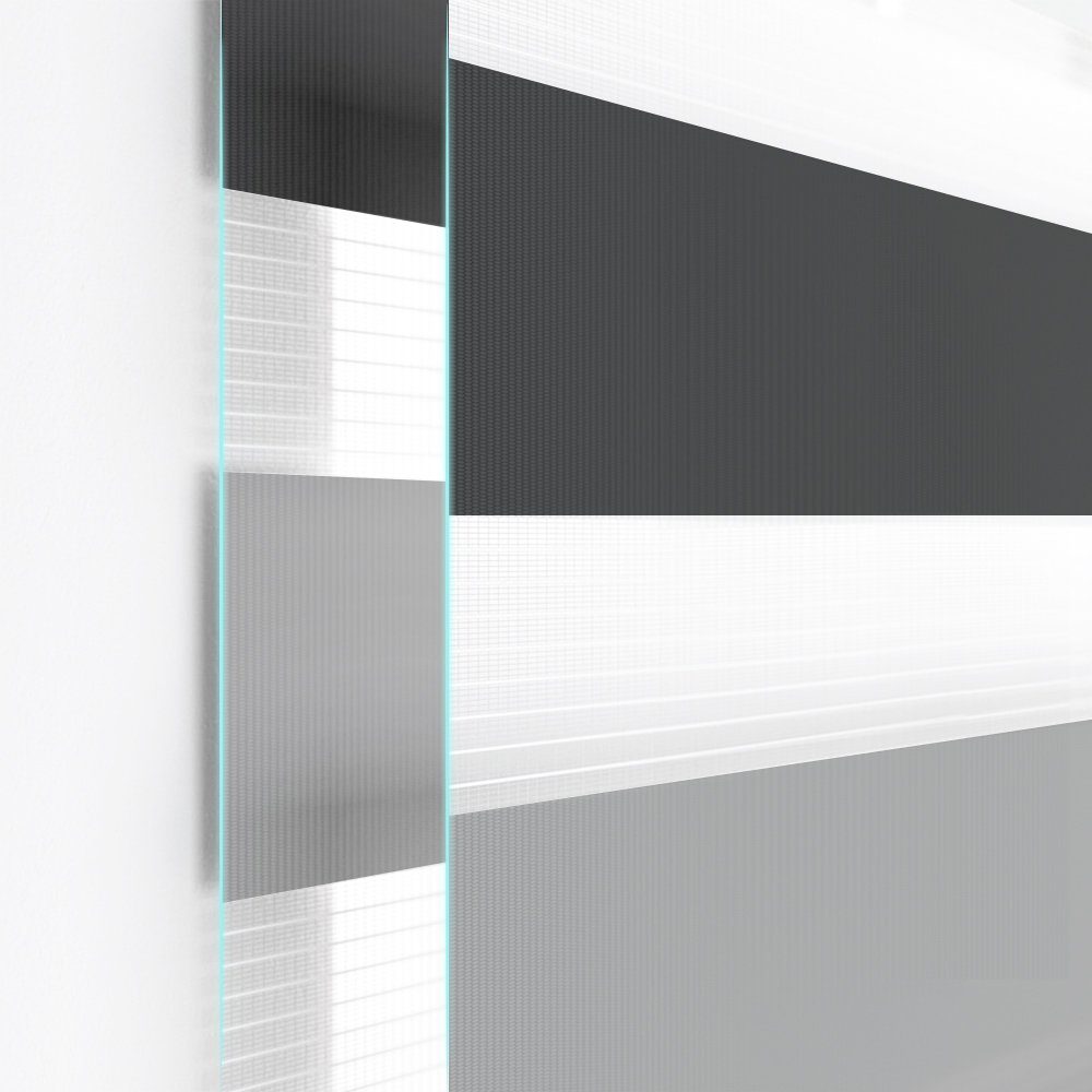 Doppelrollo Fensterrollos Ohne Bohren, Vkele, 130cm/160cm, klemmfix,klemmträger, Sonnenschutz, Lichtdurchlässig und Verdunkelnd.
