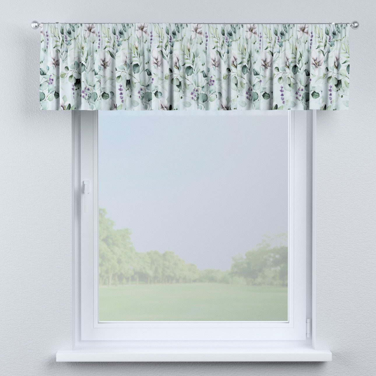Kurzgardine mit Kräuselband, mintgrün-weiß, 390 x 40 cm, Flowers (143-66) günstig online kaufen