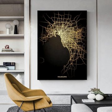 TPFLiving Kunstdruck (OHNE RAHMEN) Poster - Leinwand - Wandbild, Die Welt bei Nacht - Beleuchtete Stadtpläne Modell A: Paris - (14 verschiedene Größen), Farben: Schwarz - Größe: 13x18cm