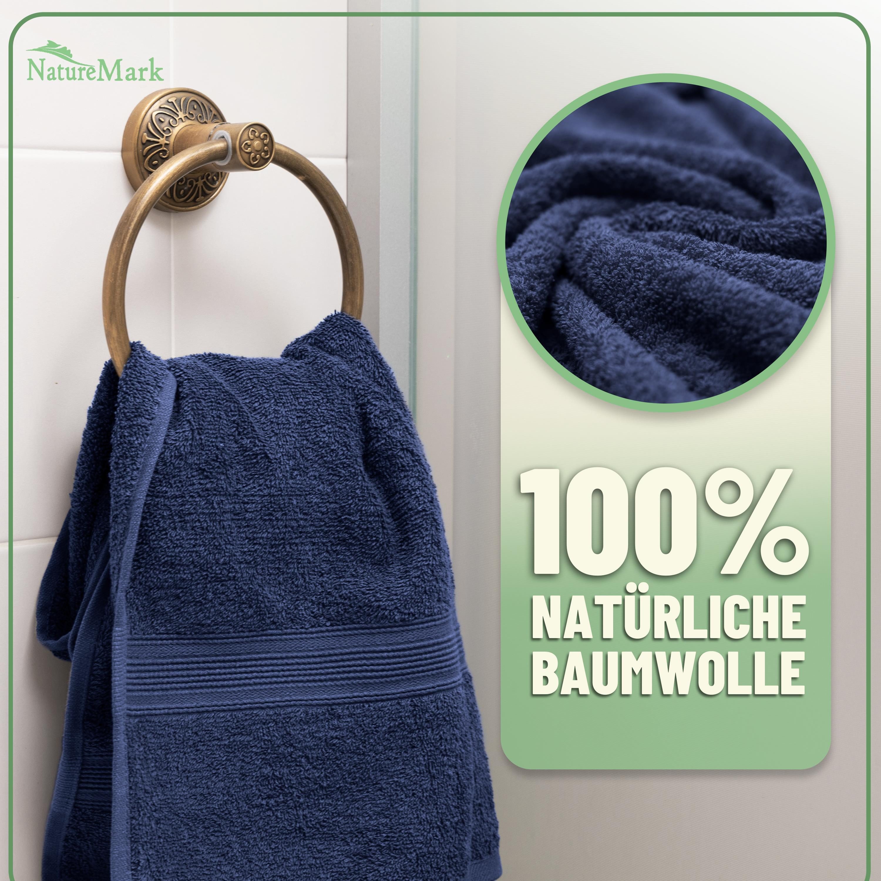 NatureMark Handtuch Set 10 tlg. Frottier Handtuch-Set, 100% Baumwolle (10-St), 4X Handtücher, 2X Duschtücher, 2X Gästetücher, 2X Waschhandschuhe