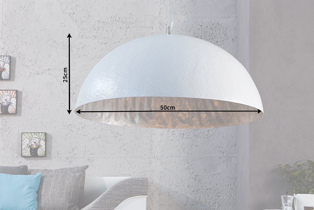 riess-ambiente Hängeleuchte GLOW 50cm · Modern Design weiß · Leuchtmittel, Metall silber, / · Esszimmer Wohnzimmer ohne