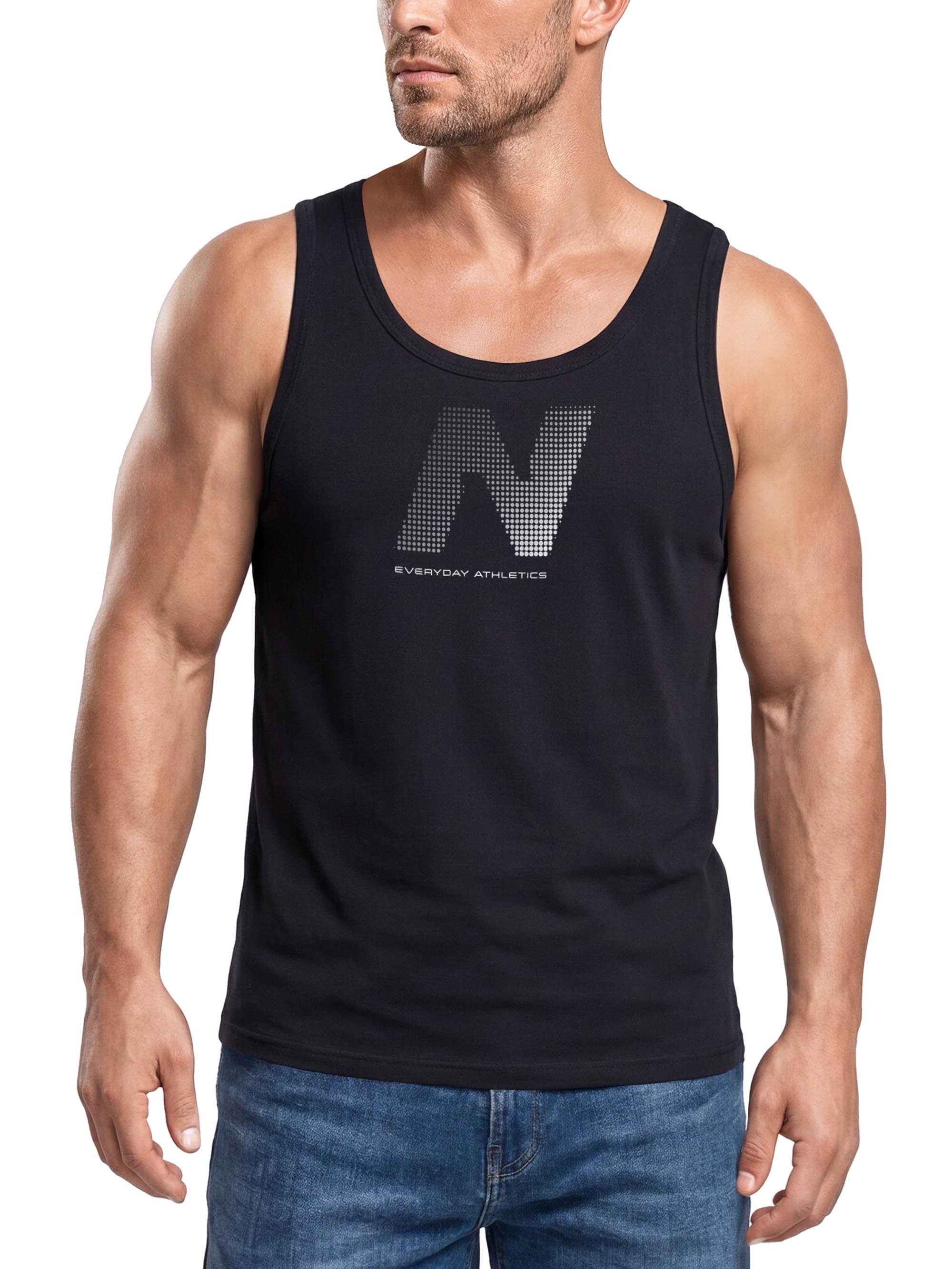 Neverless Tanktop Tanktop Herren mit Grafik-Print - Halftone - Trägershirt Baumwolle mit Print