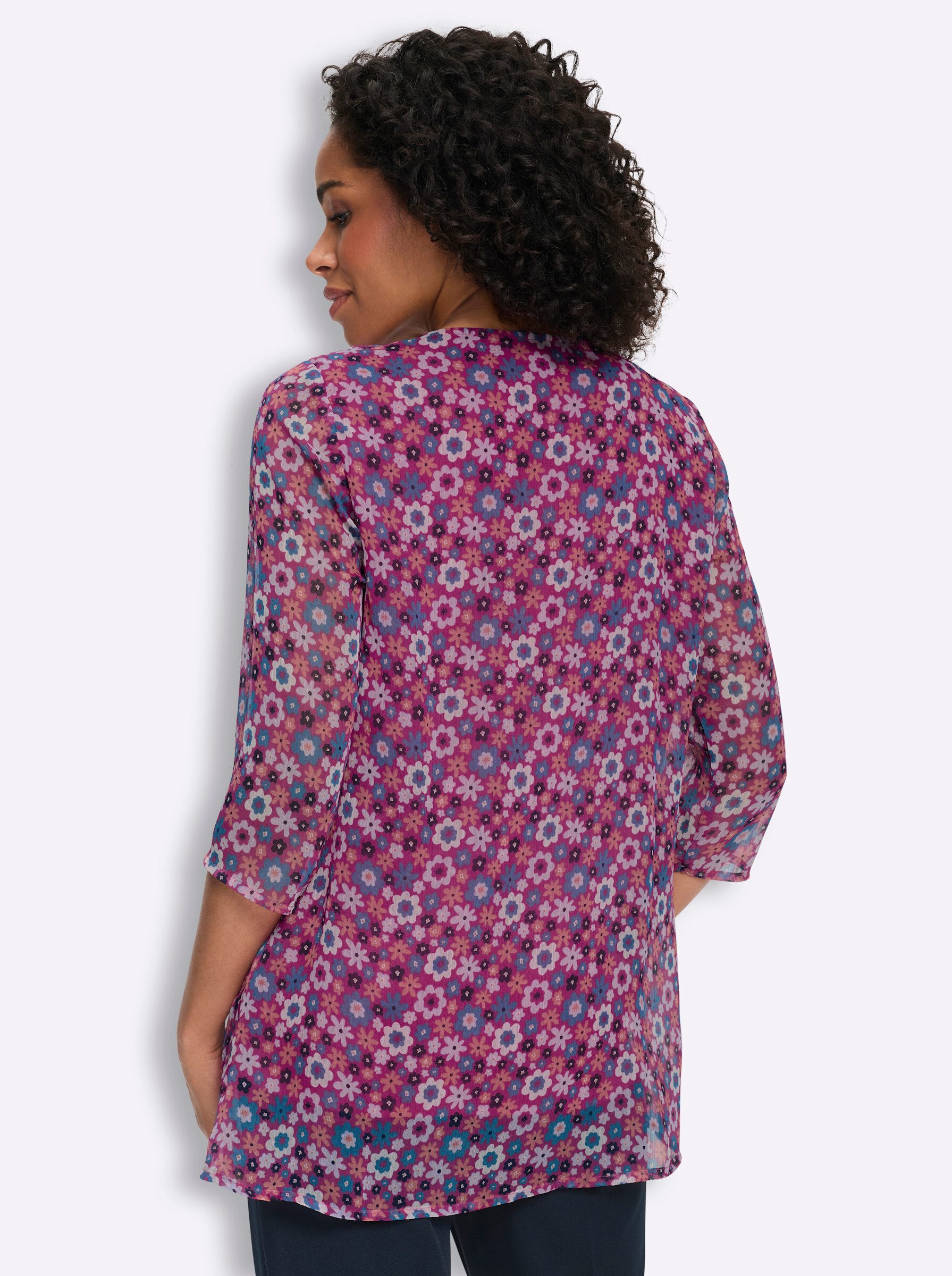 Sieh an! Klassische Bluse Longbluse 3/4-Arm