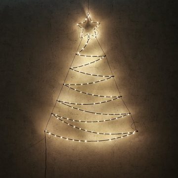 MARELIDA LED Baum LED Tannenbaum Metallbaum beleuchtet Wanddeko Weihnachten 1,1m Außen, LED Classic, ultra-warmweiß / bernstein (1800K bis 2100K)