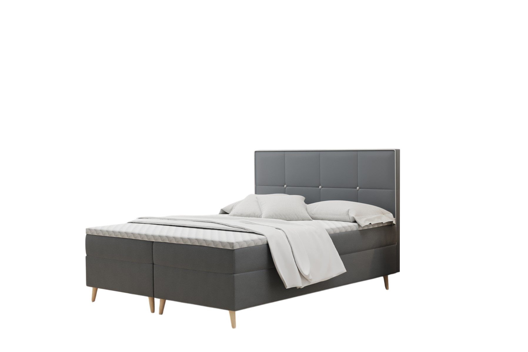 Fun Möbel Boxbett Schlafzimmerbett RENAN Überlänge (220cm) Stoff Riviera oder Kunstleder (inkl. Bettkasten, inkl. Kaltschaumtopper)