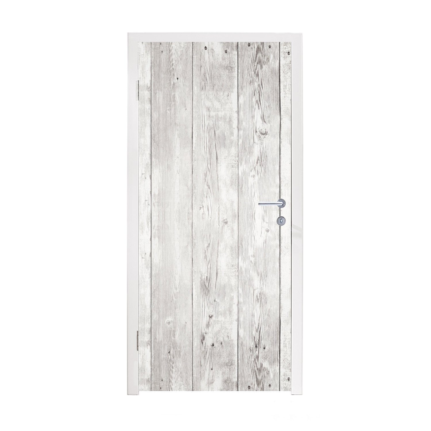 MuchoWow Türtapete Brocante - Grau - Weiß - Regal, Matt, bedruckt, (1 St), Fototapete für Tür, Türaufkleber, 75x205 cm