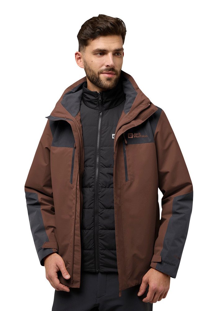 Jack Wolfskin 3-in-1-Funktionsjacke JASPER 3IN1 JKT M mit abnehmbarer, gefütterter Kapuze, wasserdicht, winddicht