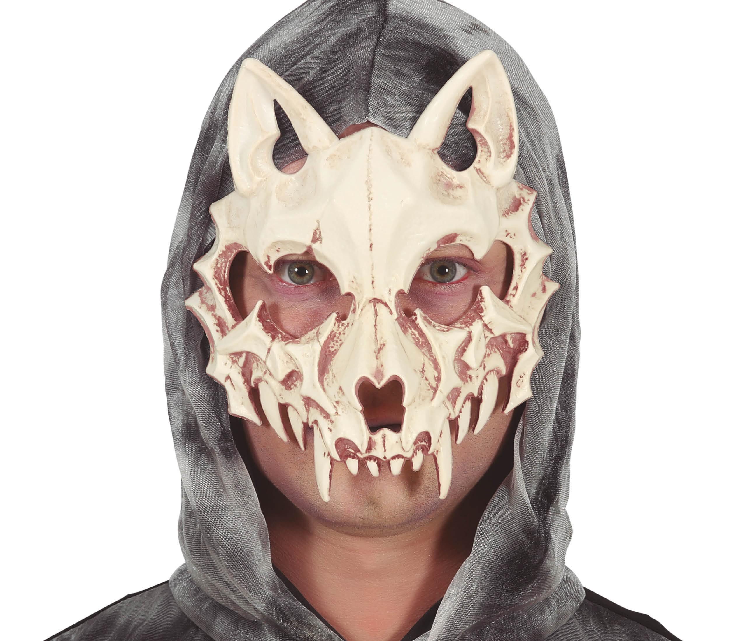 Fiestas Guirca Kostüm, Skelett Wolf Maske Halloween Party Dekoration Horror Accessoire Unheim
