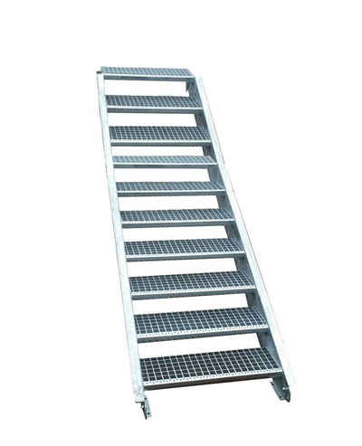 SRM Design Außentreppe 10 Stufen Stahltreppe B. 80 cm H. 150 - 200 cm