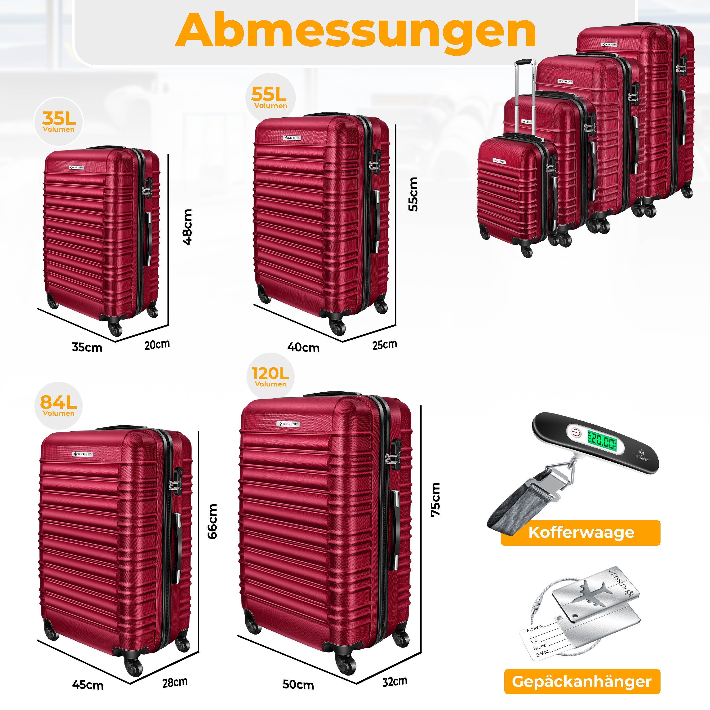 KESSER Kofferset, 4 Rollen, (4 tlg), 4tlg. Hartschalenkofferset Hartschalen günstig online kaufen