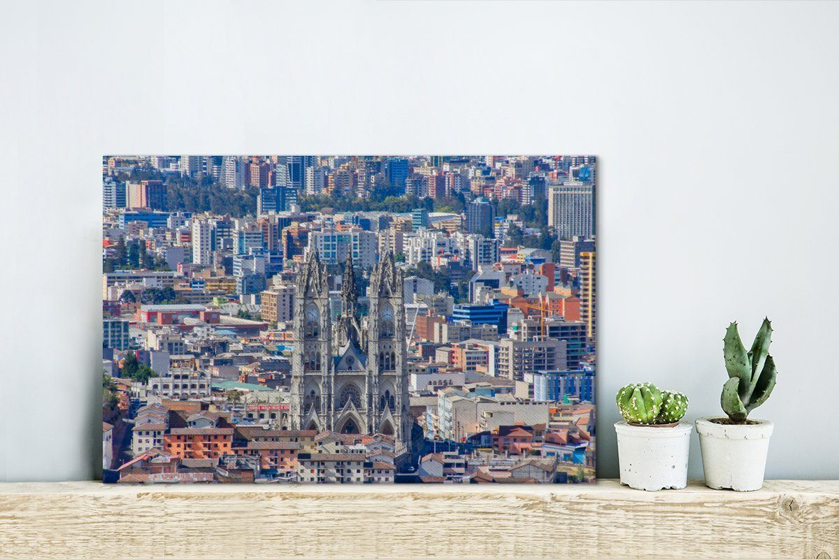 Ecuador, cm in Quito Leinwandbild (1 in Wanddeko, Leinwandbilder, Die Kathedrale Häuser und OneMillionCanvasses® eine St), Wandbild Aufhängefertig, 30x20