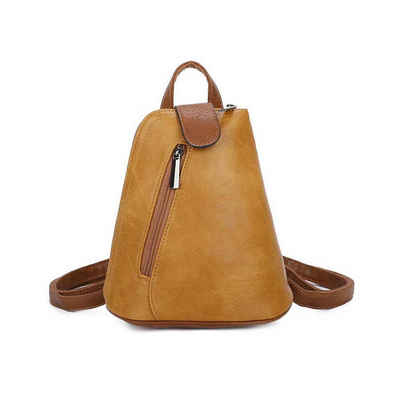 ITALYSHOP24 Rucksack Damen Tasche Schultertasche Crossover, kleiner Rucksack, Umhängetasche / Handtasche tragbar