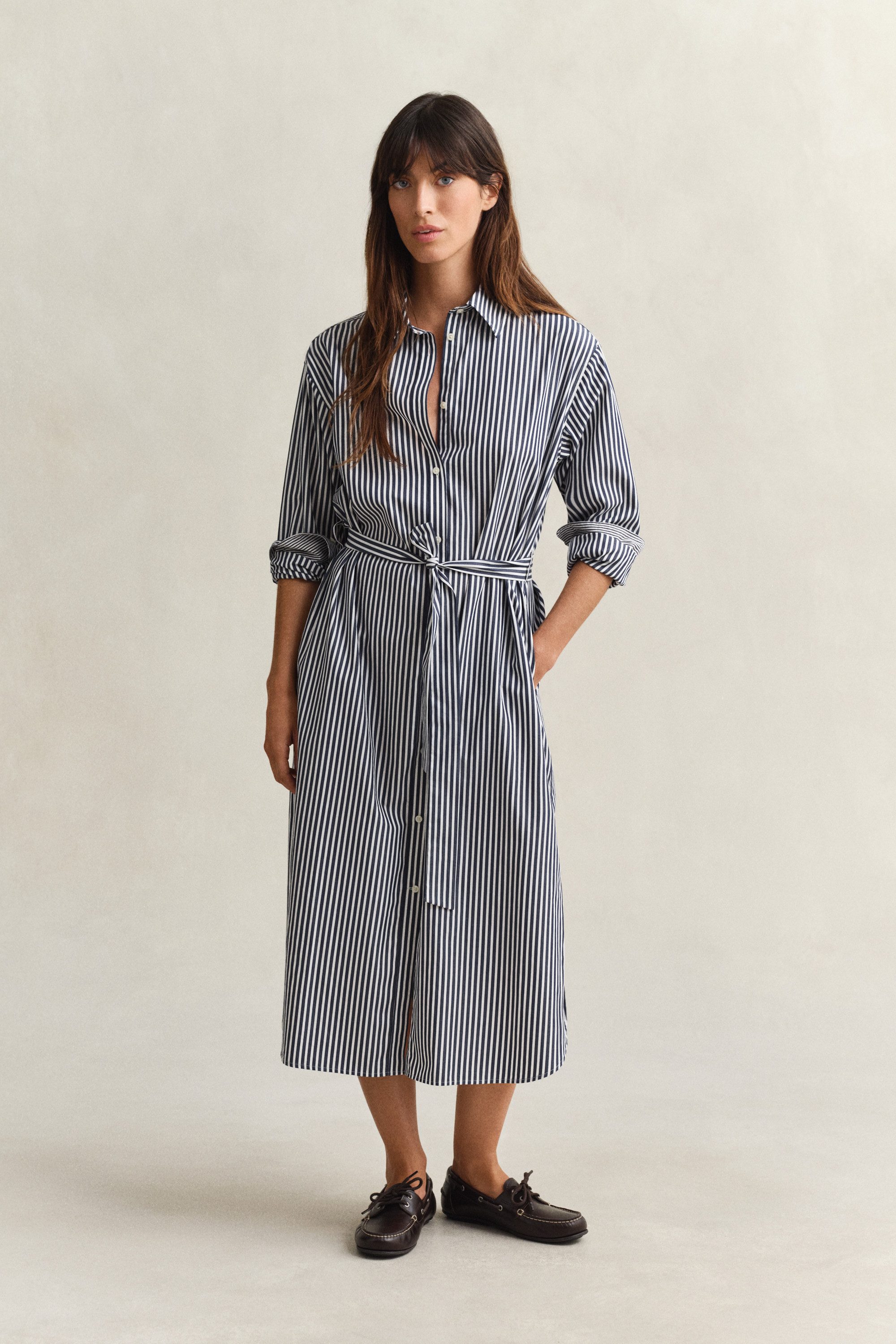 Gant Hemdblusenkleid CLASSIC POPLIN STRIPE mit Streifen, Taillengürtel, regular fit