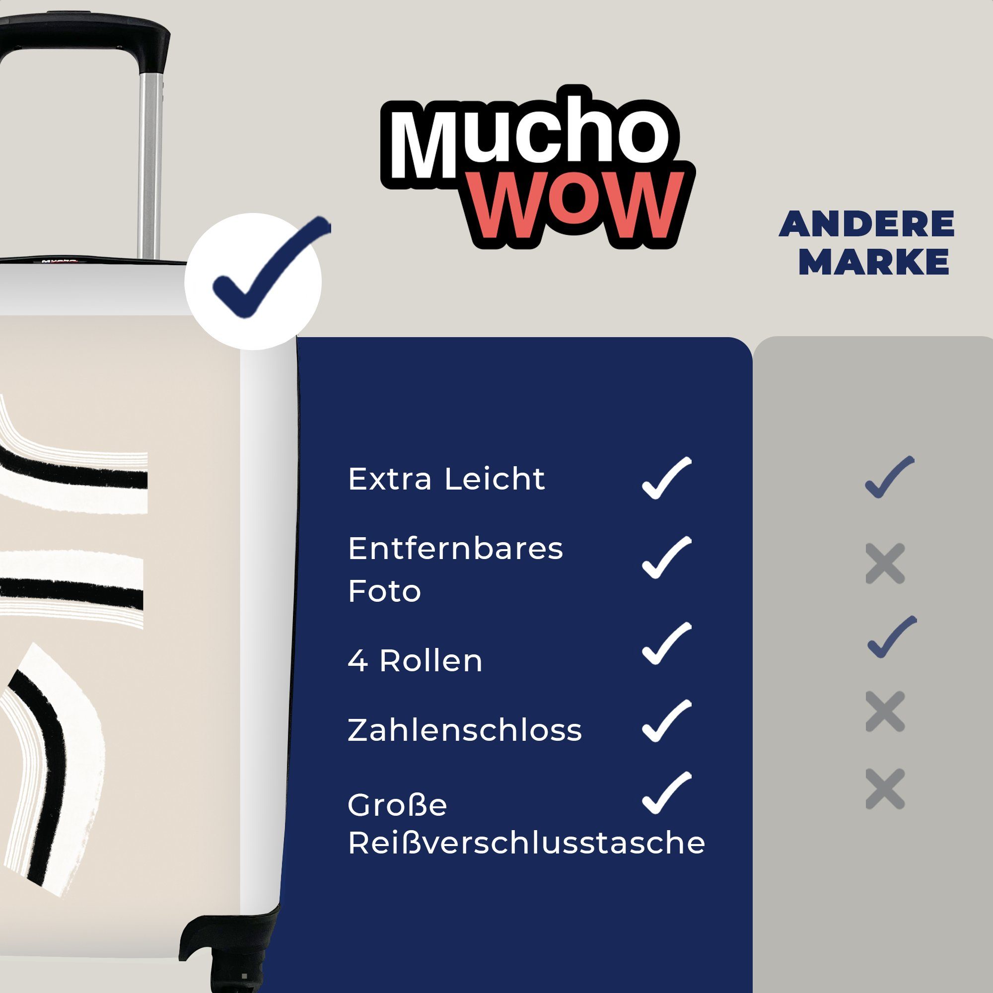 für Trolley, Reisekoffer - Ferien, 4 Linie - rollen, Pastell Gestaltung, MuchoWow Reisetasche mit Handgepäckkoffer Handgepäck Rollen,