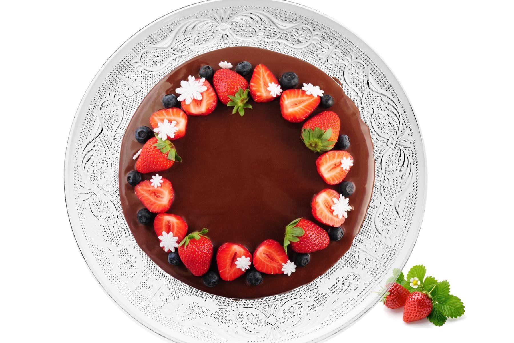 Sendez Kuchenplatte Kuchenplatte mit Relief Ø29cm Tortenplatte Tortenständer Servierplatte, Glas