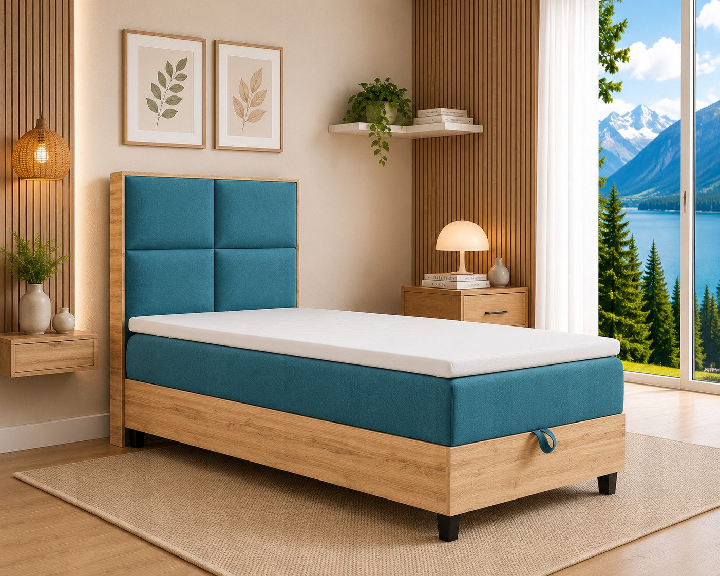 Best for Home Boxspringbett Einzelbett Trinity K-2 Plate Single mit Bettkasten & Topper H3 (Einzelbett, Polsterbett mit gepolstertes Kopfteil, Jugendbett, Kinderbett versch. Größen, 4-St., 70x200 80x200 90x200 100x200 cm), Verschiedene Liefermöglichkeiten, TOP Preis-Leistungs-Verhältnis