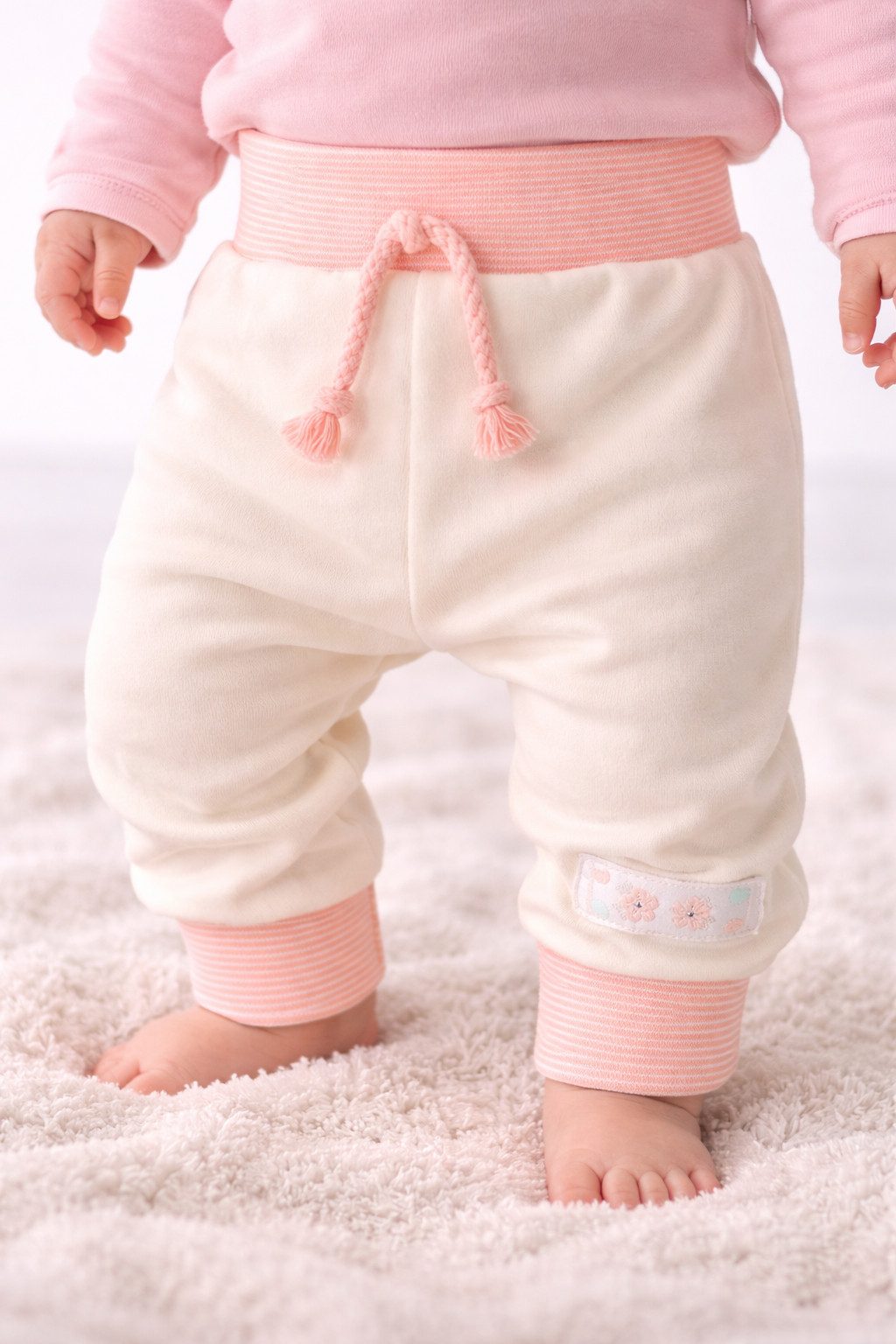 La Bortini Pumphose Baby Hose Mitwachshose in Creme Erstlingshose (Erstlingshose) aus Baumwolle, 44 50 56 62 68 74 80 86 92 98