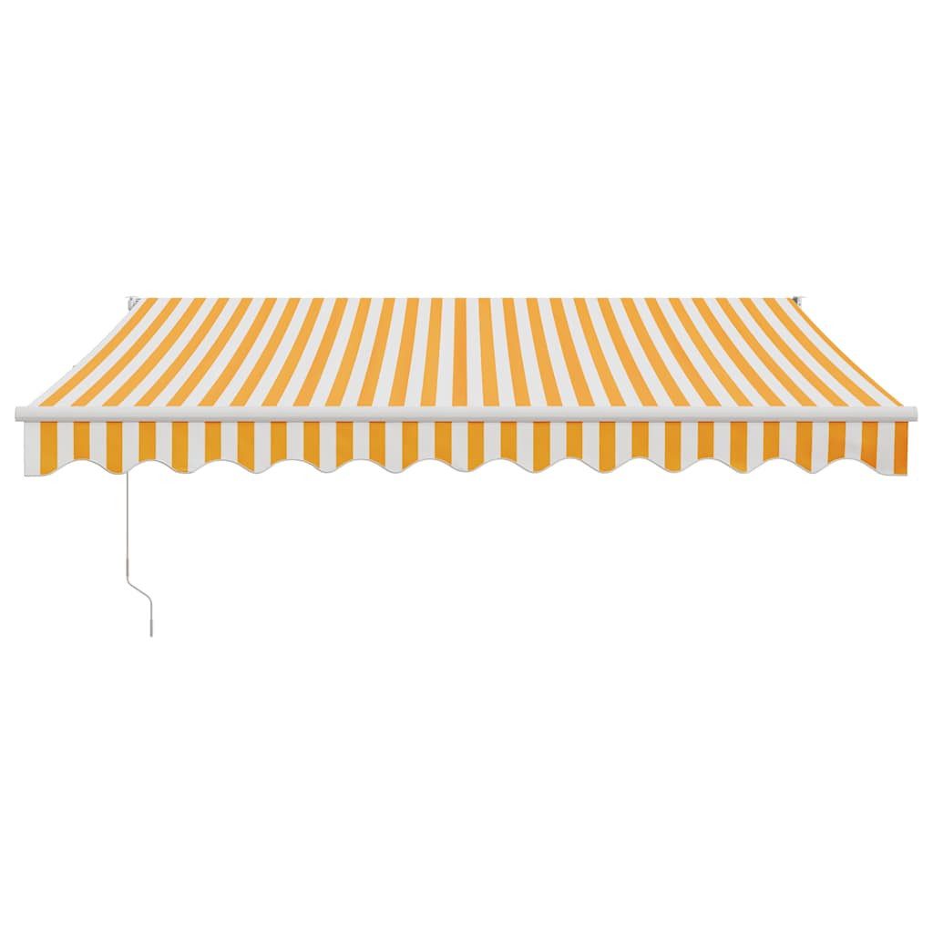 furnicato Markise Elektrische 3 x 2,5 m Gelb und Weiß mit Fernbedienung UV-beständige Sonnenmarkise mit Kurbel und einfacher Wandmontage