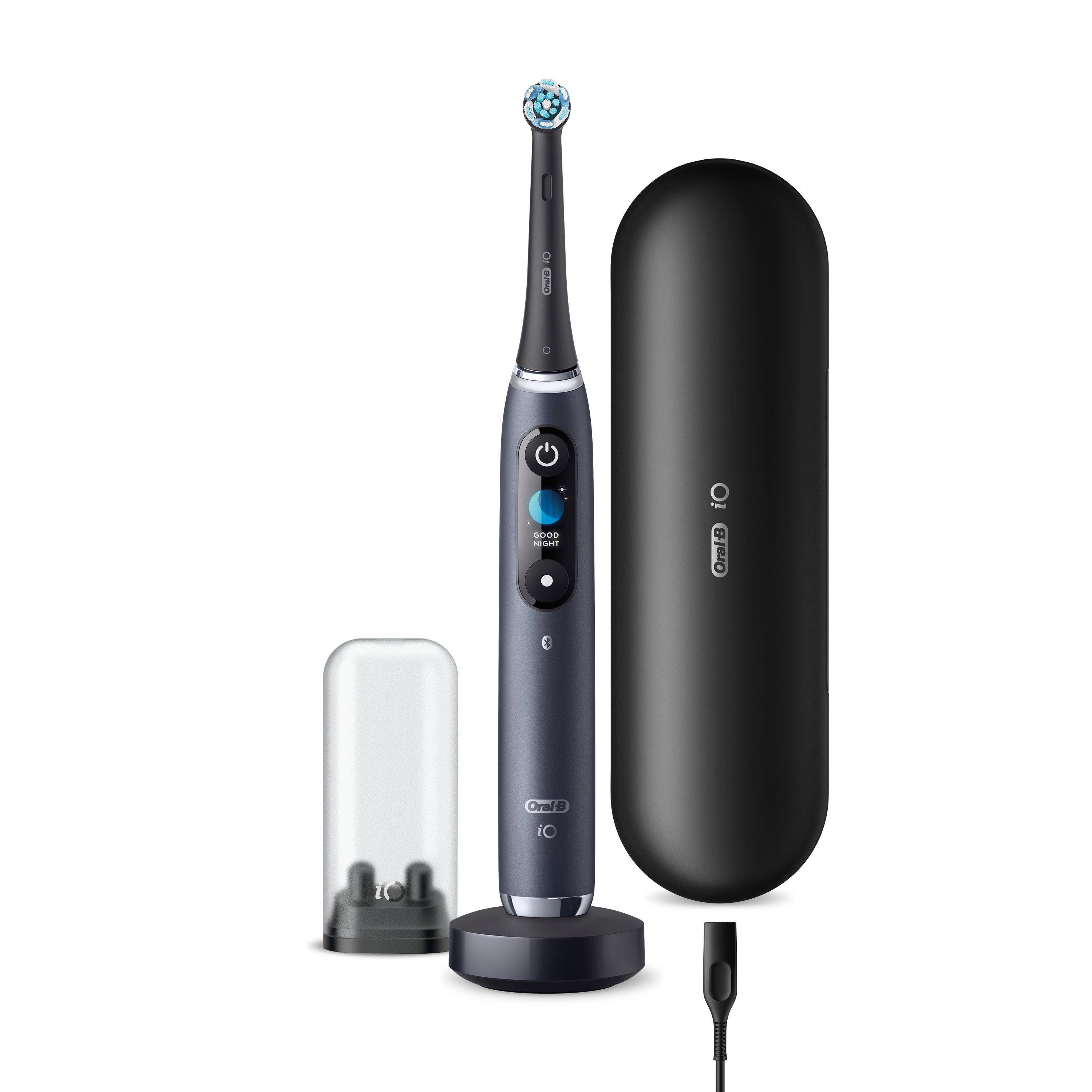 Oral-B Elektrische Zahnbürste iO Series 9N Black Onyx inkl. Power2Go Lade-Reise-Etui, Aufsteckbürsten: 1 St., iO-Magnettechnologie, 7 Smart-Modi, 3D-Zahnflächen-Tracking