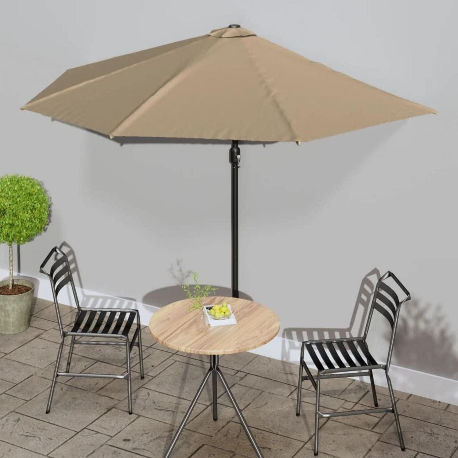 LuxusKollektion Balkonschirm Halbrund Balkon-Sonnenschirm Taupe 300x155cm