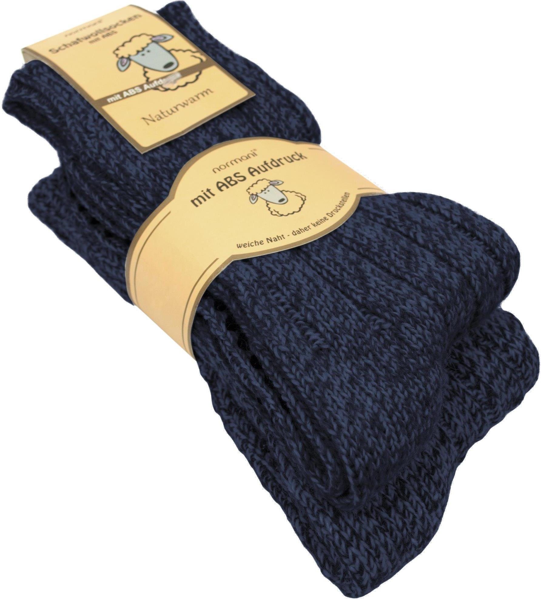 normani Thermosocken 2 Paar Norweger-ABS-Socken mit Schafwolle (Set, 2 Paar) hoher Schafwollanteil Blaumelange