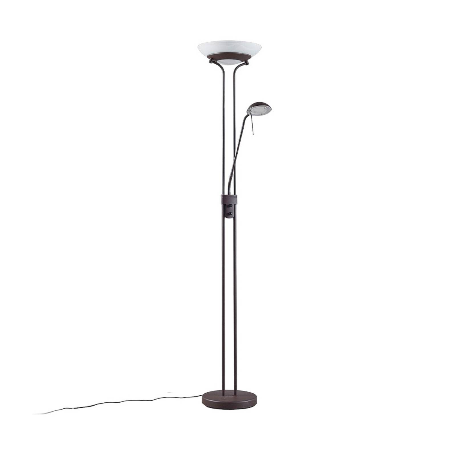 Lindby Stehlampe Yveta, LED, Metall, Braun warmweiß IP20, 1 x 20 W LED + 1 x 5 W LED, warmweiß