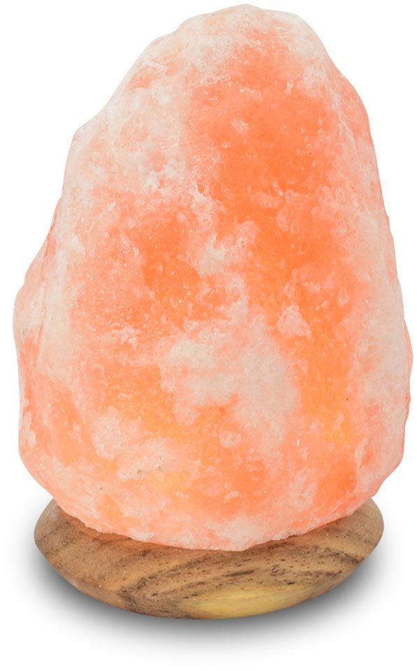 Wagner Life Design Salzkristall-Tischlampe USB-Rock, LED wechselbar, Warmweiß, Handgefertigt aus Salzkristall - jeder Stein ein Unikat, H: ca.10 cm