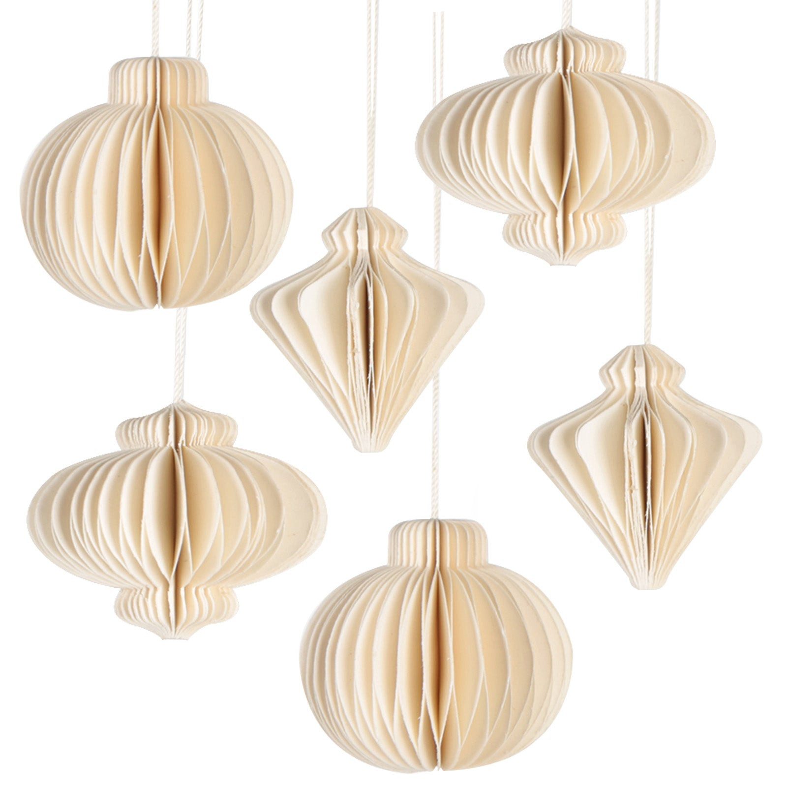 Logbuch-Verlag Dekofigur 6 Weihnachtsbaumanhänger Papierkugeln in Creme Wei günstig online kaufen