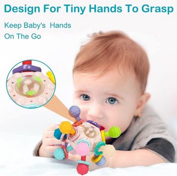 LENBEST Lernspielzeug Beißring Baby Spielzeug,Lernspielzeug Greifball Babyspielzeug, Sensorik Spielzeug Baby Rassel Baby Geschenk für Babys 3-12 Monate