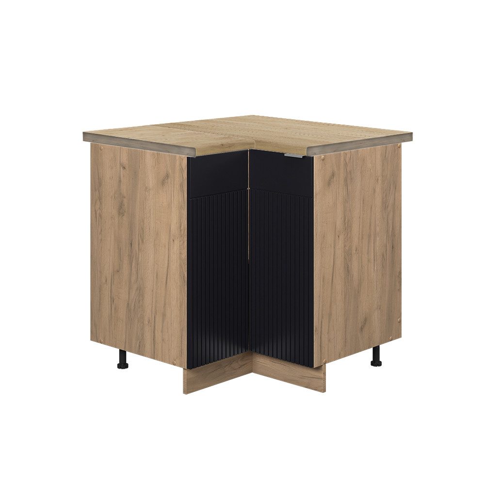 Vicco Eckunterschrank Fame-Line, Schwarz gestreift/Goldkraft Eiche, günstig online kaufen