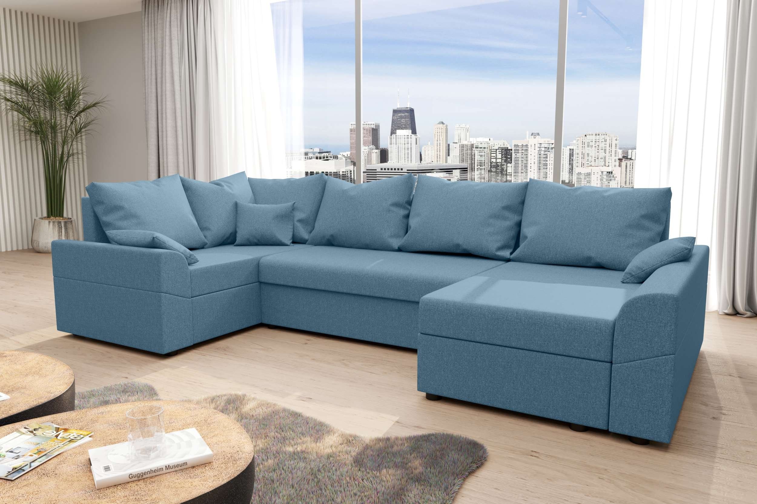 mit Stylefy Sofa, Bettfunktion, mit Bailey, Design U-Form, Eckcouch, Wohnlandschaft Bettkasten, Modern Sitzkomfort,