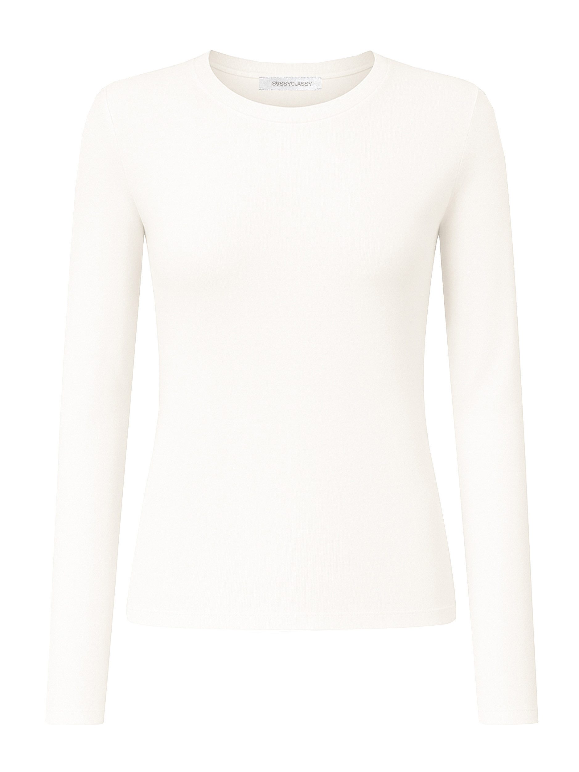 SASSYCLASSY Langarmshirt Langarmshirt mit Rundhalsausschnitt für Damen Oberteil mit langen Armen in Rot – Bild 2 von 5