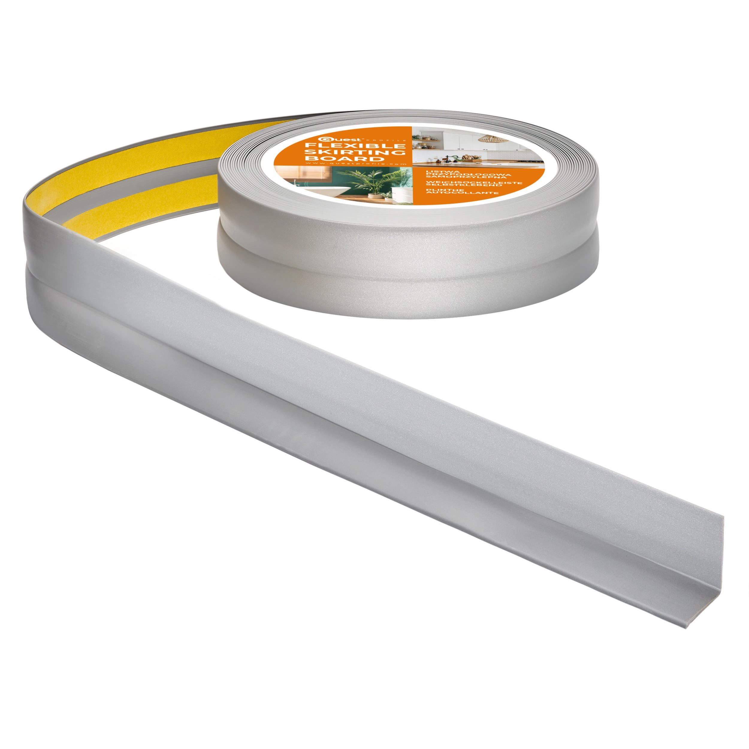 Quest Sockelleiste Weichsockelleiste Selbstklebend 18x18 mm, L: 500,00 cm, H: 1,80 cm, Packung, 1-St., wasserfest, UV-beständig, für Küche & Bad