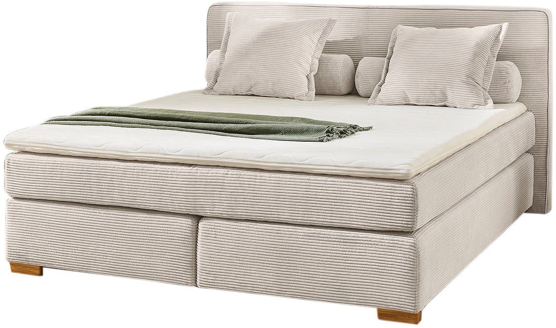 Jockenhöfer Gruppe Boxspringbett ROMY inkl. 7-Zonen-TTFK-Matratze H3, mit Kaltschaumtopper, Cordstoff, Echtholzfüße, 140/180 cm x 200 cm – Bild 2 von 5