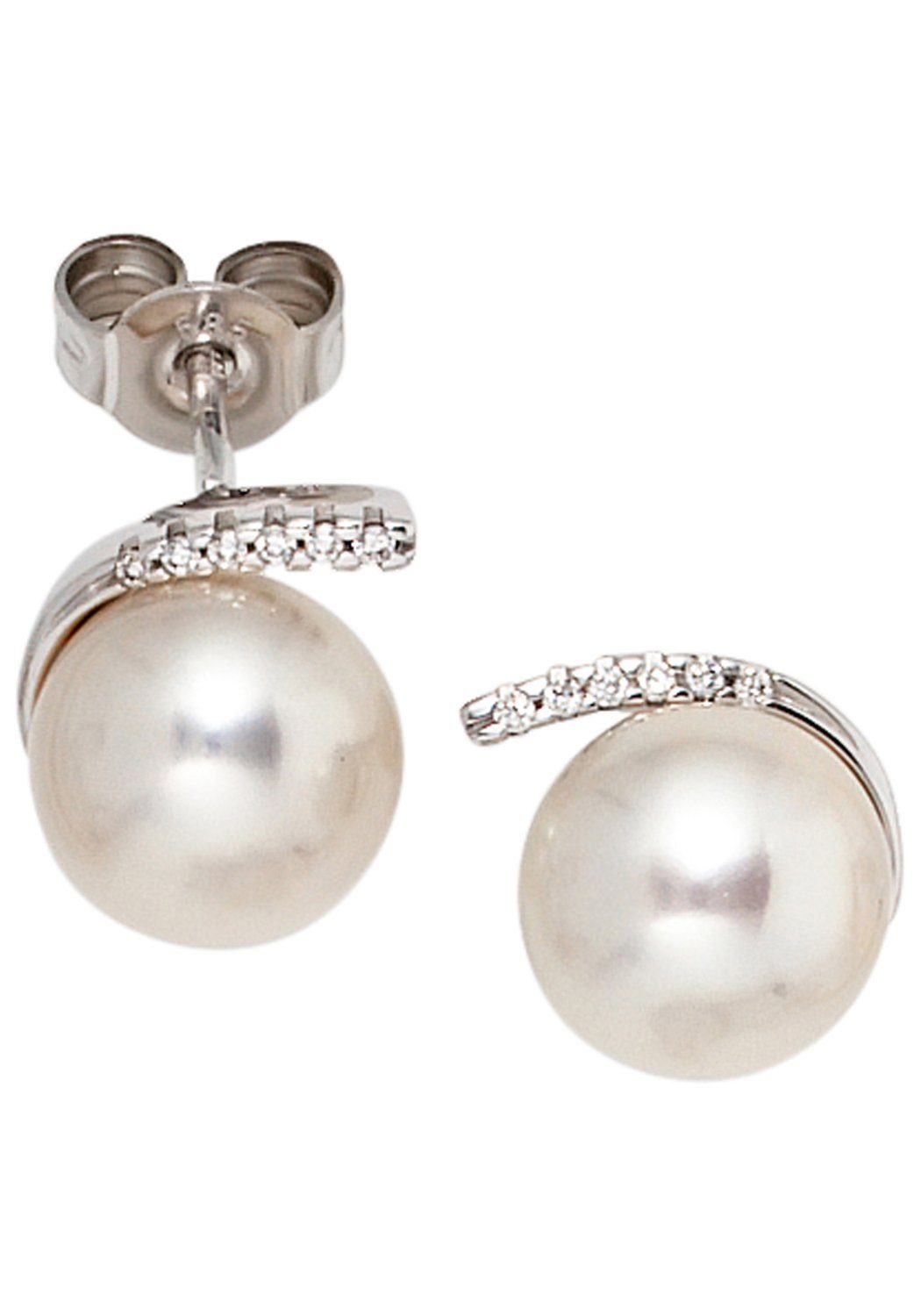 JOBO Perlenohrringe, 585 Weißgold 12 Di...