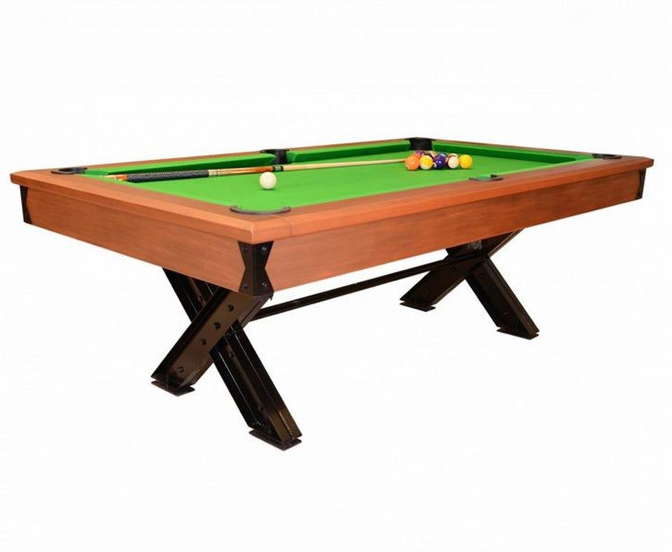 Billardtisch Holz-Billardtisch Braun mit Metallrahmen und elegantem Design