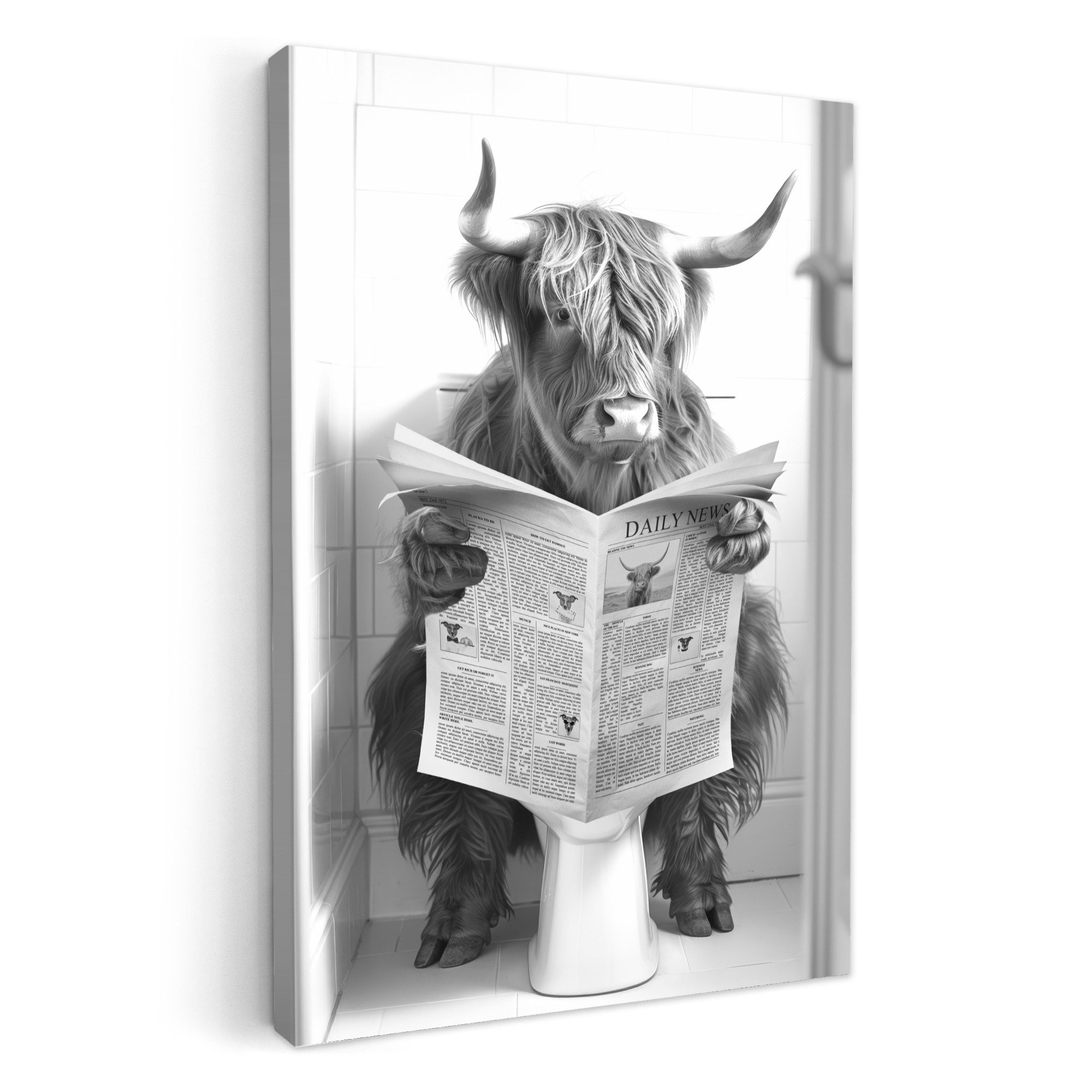 OneMillionCanvasses® Leinwandbild Schottischer Hochländer - Tier - Zeitung günstig online kaufen