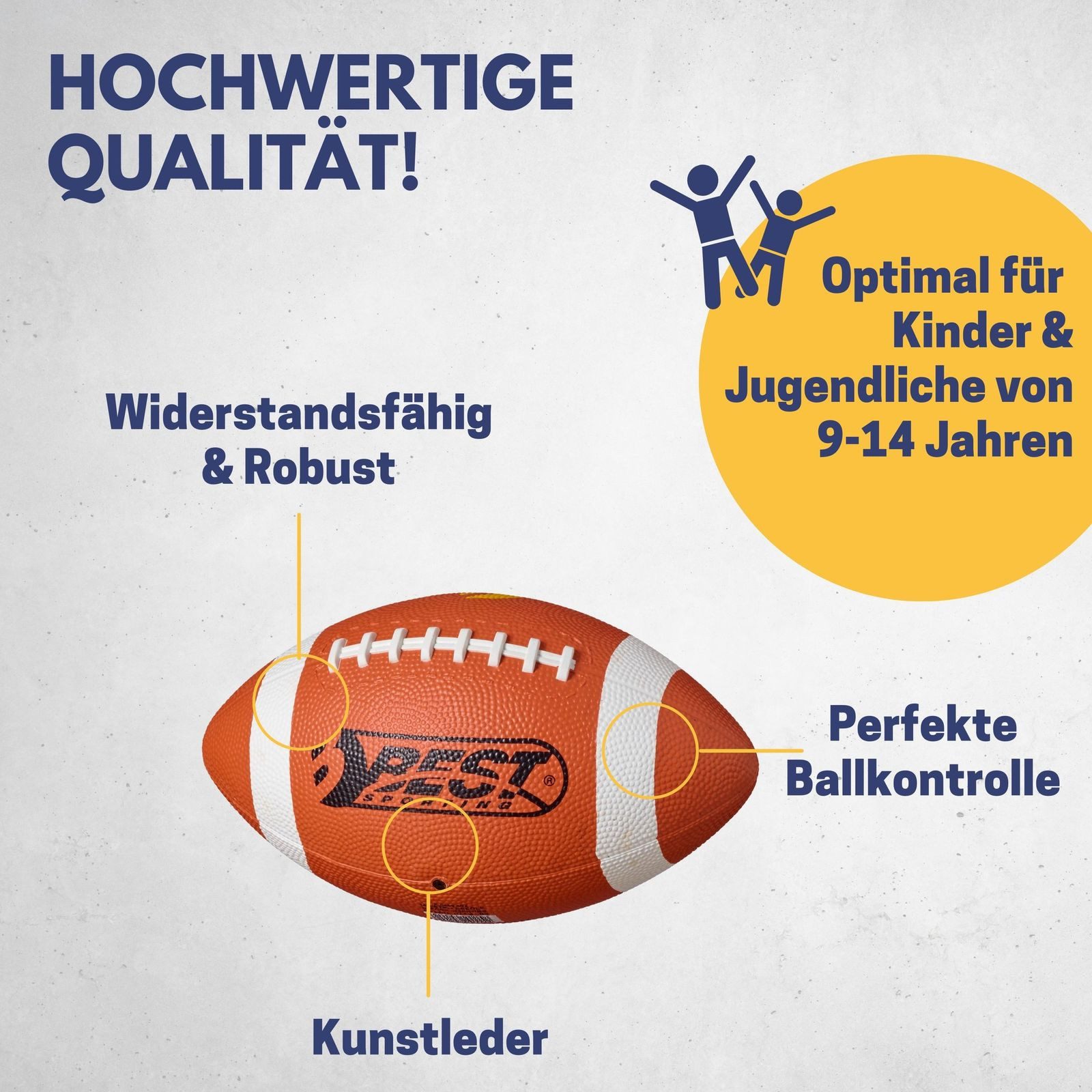Best Sporting Spielball American Football Ball Youth I, High School Football Kinder & Jugendliche 9-14 Jahre