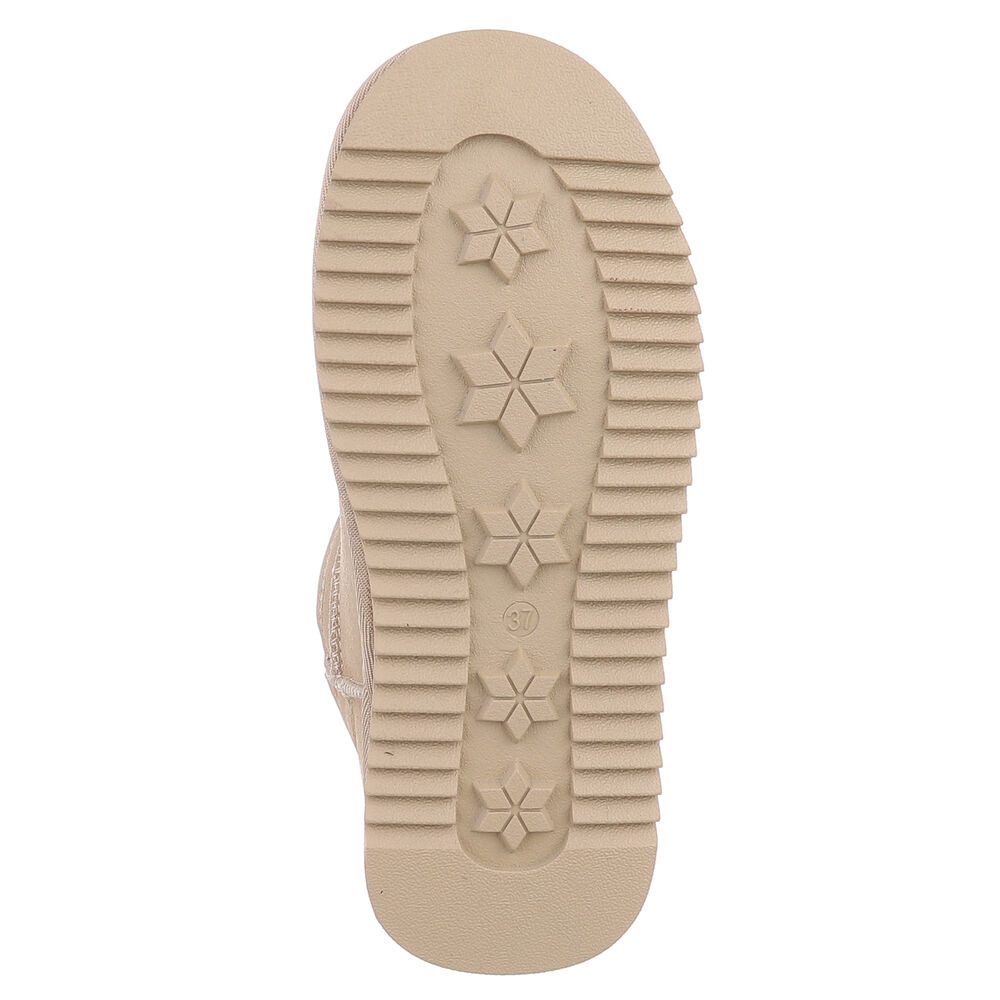 Ital-Design Damen Leder Slip-On Stiefelette mit Profilsohle Snowboots (92214552) Flach Flache Stiefeletten in Beige