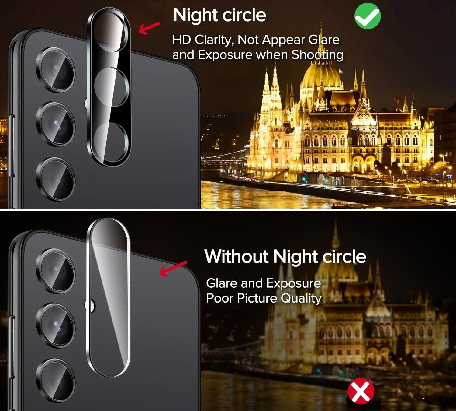 CLM-Tech Displayschutzglas 2X für Samsung Galaxy A36 5G Panzerfolie 2X Kameraschutz für Samsung Galaxy A36 5G, 4er Set Kameraglas Panzerglas 9H, 4 Stück, Anti-F – Bild 5 von 5