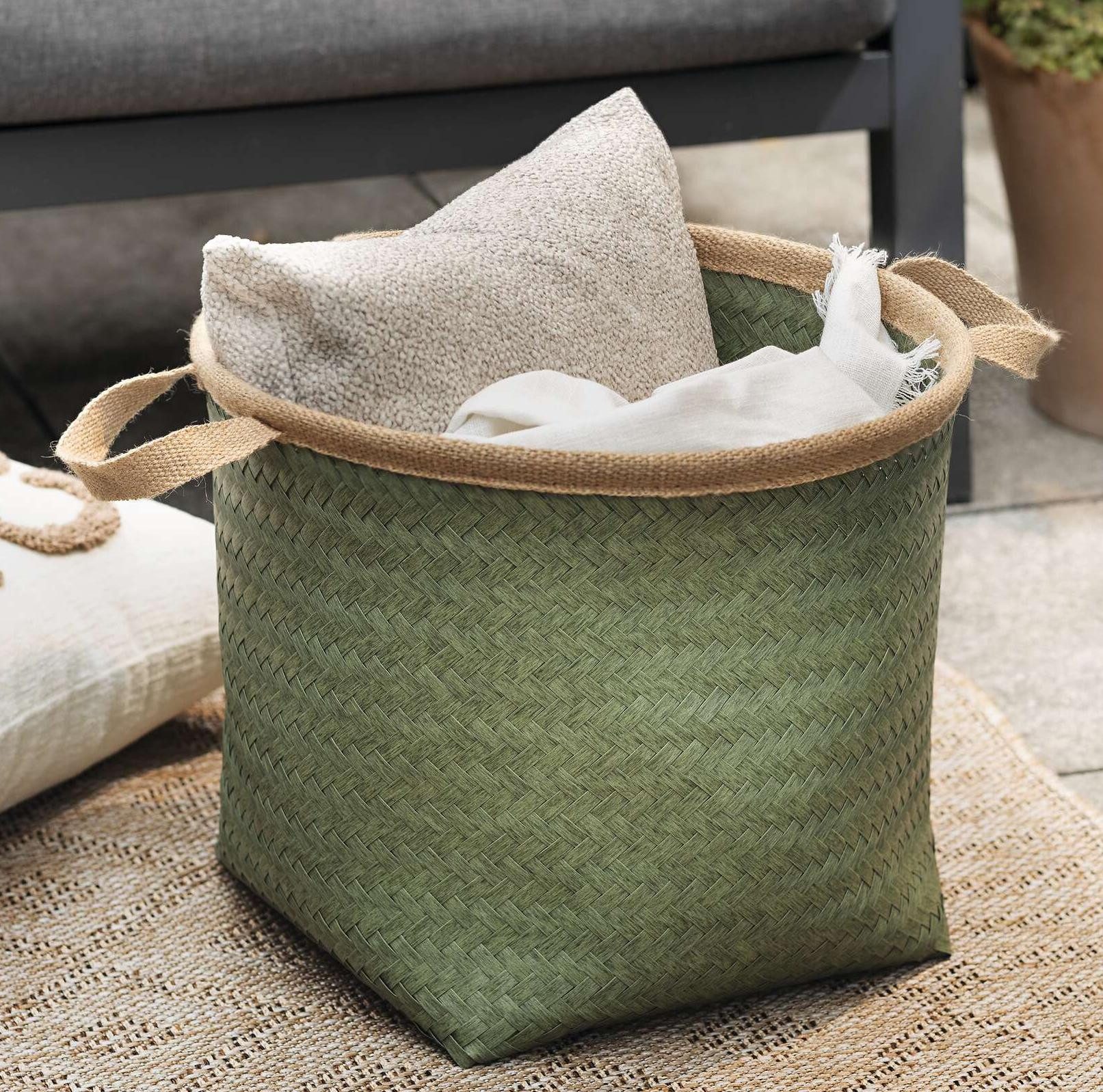 Dekoleidenschaft Aufbewahrungskorb "Soft" in grün, Ø günstig online kaufen