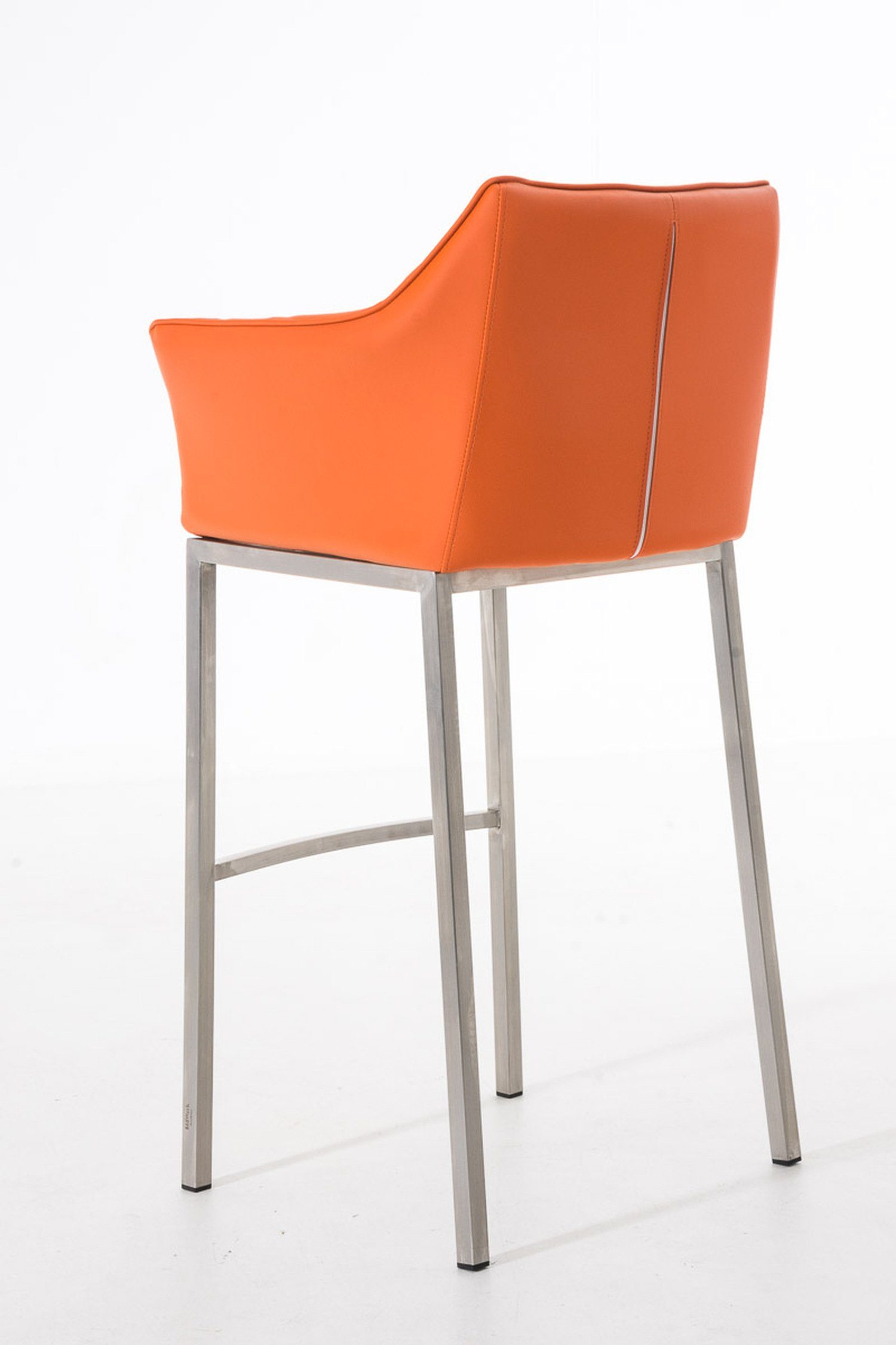 Rückenlehne für und Edelstahl Kunstleder - Gestell 4-Fuß Barhocker - Hocker Küche), (mit Sitzfläche: Orange & TPFLiving Damaso Fußstütze Theke